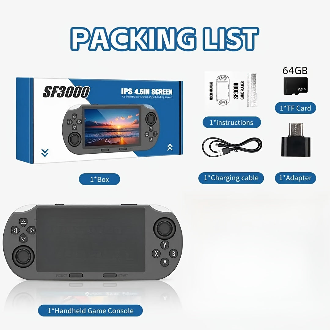 SF3000 مشغل ألعاب محمول باليد شاشة IPS وحدة تحكم ألعاب فيديو ريترو للكبار هدية وحدة تحكم ألعاب