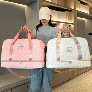 حقيبة سفر بسيطة بلون سادة بسحاب، حقيبة كتف مائلة خفيفة ذات سعة كبيرة للتخزين للخروج