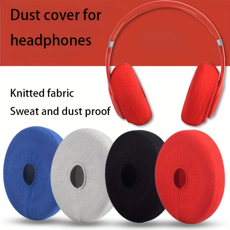 2-Pack Knitted Headphone Dust Covers, Sweat-Proof & Reusable, Universal Round Ear Cushion Protectors for Over-Ear Headsets, Elastic Skin-Friendly Headset Covers