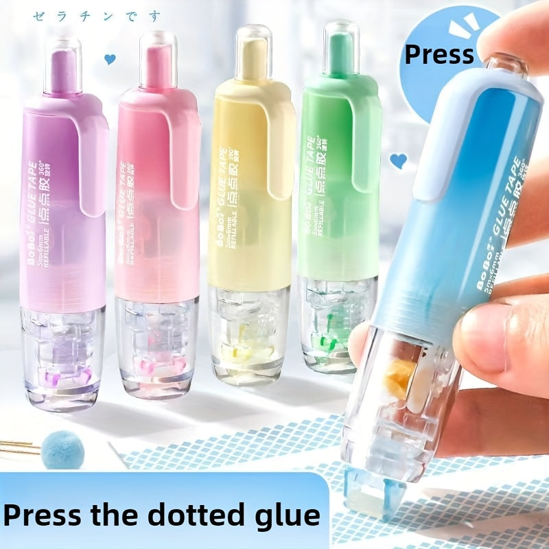 3 قطع من الشريط اللاصق ذو الوجهين مع رأس قابل للدوران 360°، مثالي للأعمال اليدوية DIY، ألبومات الصور، الكولاج، والقرطاسية - أشرطة رولر مدمجة من مادة PET للاستخدام المدرسي والمكتبي