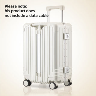 حقيبة سفر بإطار ألومنيوم، سعة كبيرة، مقبض مزدوج، قفل TSA مع حامل كوب