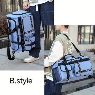 حقيبة ظهر للسفر ذات سعة كبيرة مع حقيبة سفر متعددة الاستخدامات، حقيبة صالة الألعاب الرياضية مطبوعة بأحرف محايدة، مناسبة للرجال والنساء، مقصورة على الأحذية، حزام كتف مخفي، كتف واحد، حقيبة ظهر مزدوجة، حقيبة يد، كروس بادي