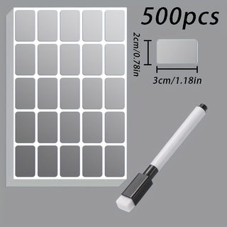 160-600 قطعة ملصقات قابلة للإزالة مقاومة للماء مع قلم ماركر قابل لإعادة الاستخدام - مقاومة للزيوت، بدون بقايا لتنظيم صناديق التخزين، المجلدات، علب الطعام، الثلاجة ومستلزمات المكتب، تصنيف العناصر، لاصقة بدون أثر