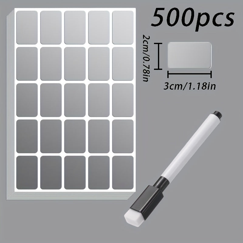 160-600 قطعة ملصقات قابلة للإزالة مقاومة للماء مع قلم ماركر قابل لإعادة الاستخدام - مقاومة للزيوت، بدون بقايا لتنظيم صناديق التخزين، المجلدات، علب الطعام، الثلاجة ومستلزمات المكتب، تصنيف العناصر، لاصقة بدون أثر