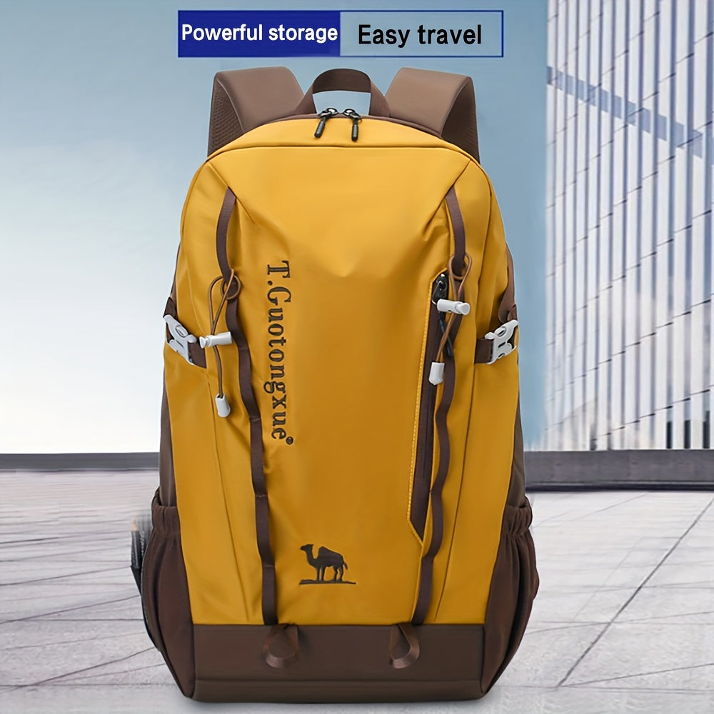 حقيبة ظهر صفراء من T.Guangxue - خفيفة الوزن، حزام قابل للتعديل، إغلاق بسحاب، مواد نايلون متينة، مثالية للرياضة والسفر والمشي والاستخدام الجامعي، حقيبة ظهر للسفر | حقيبة بحزام قابل للتعديل | سحابات متينة