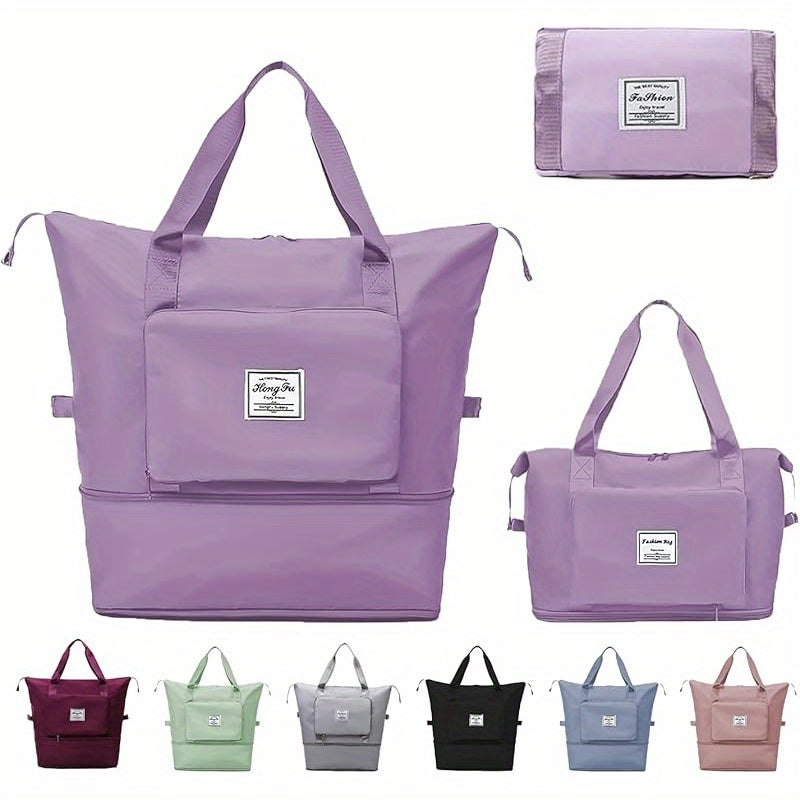 1/7 قطع حقيبة سفر كبيرة السعة مع فصل الرطب والجاف، قابلة للتمديد وقابلة للطي، يمكن غسلها في الغسالة، إغلاق بسحاب - أساسية للنساء والرجال، أسلوب كاجوال | حقيبة يد متينة