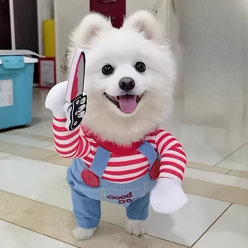 زي تحول مضحك للكلاب والقطط، ملابس للحيوانات الأليفة من البوليستر مع رباط، توصية للحيوانات الأليفة ذات الحجم المتوسط، ملابس شتوية منسوجة