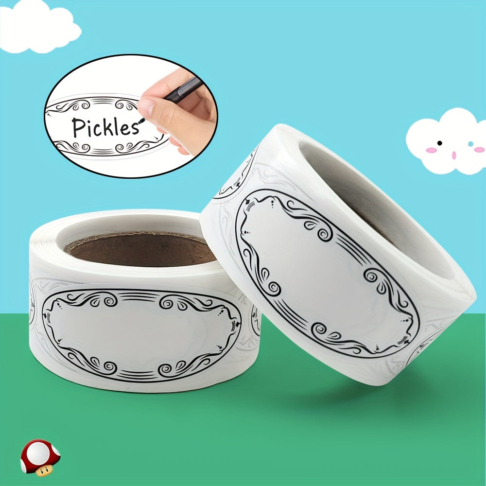 عبوة من 150 ملصقًا أبيضًا بيضاويًا فارغًا - ملصقات ورقية ذاتية اللصق للتسعير والقرطاسية والتنظيم، بلمسة نهائية لامعة، وعلامات ختم للاستخدام مرة واحدة، وملصقات الحرف والهدايا