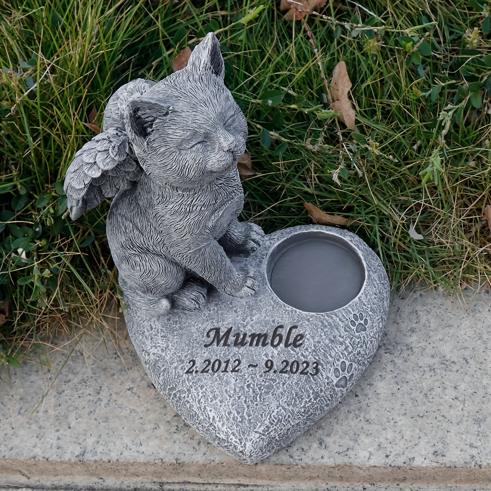 مذكرة قبر الحيوانات الأليفة من جين هويو با - تصميم مخصص من الراتنج مع أجنحة، وعصير قلب، وتصميم للراحة الأبدية، مثالي للاحتفال بالحيوانات الأليفة المحبوبة، حجر تذكاري للحيوانات الأليفة | تصميم حيوانات أليفة مريح | حجر حيوانات أليفة متين، علامات قبر الحيوان