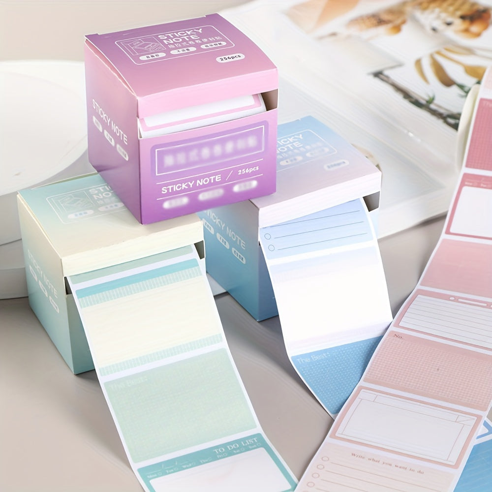 صندوق من 256 ملصق مريح قابل للسحب ذو قيمة جمالية عالية، غير ملاحظات تصحيحية، ملصقات، ملصقات لاصقة كاملة، ملصقات، ملاحظات بألوان متدرجة، تصميم قابل للسحب، للاستخدام في المدرسة والمكتب