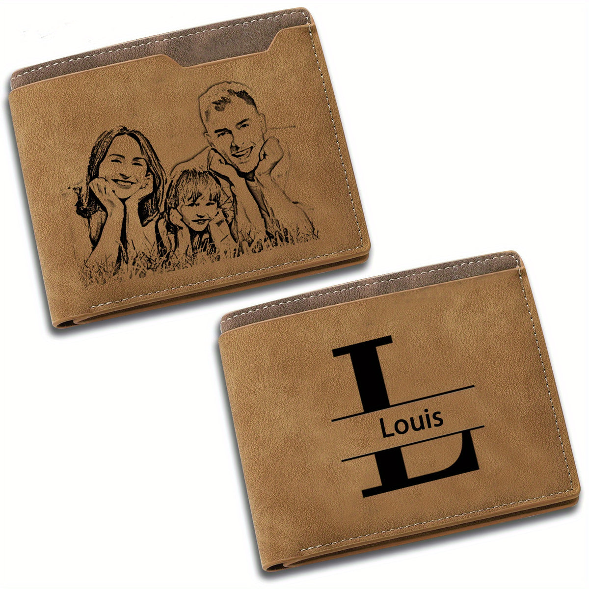 محفظة رجالية من الجلد الصناعي المخصصة مع صورة مطلية شخصيًا - نمط عتيق، مثالية لعيد الحب، الذكريات، أعياد الميلاد، هدية عيد الأب، هدية شخصية | محفظة عتيقة | محفظة جلد صناعي، محفظات