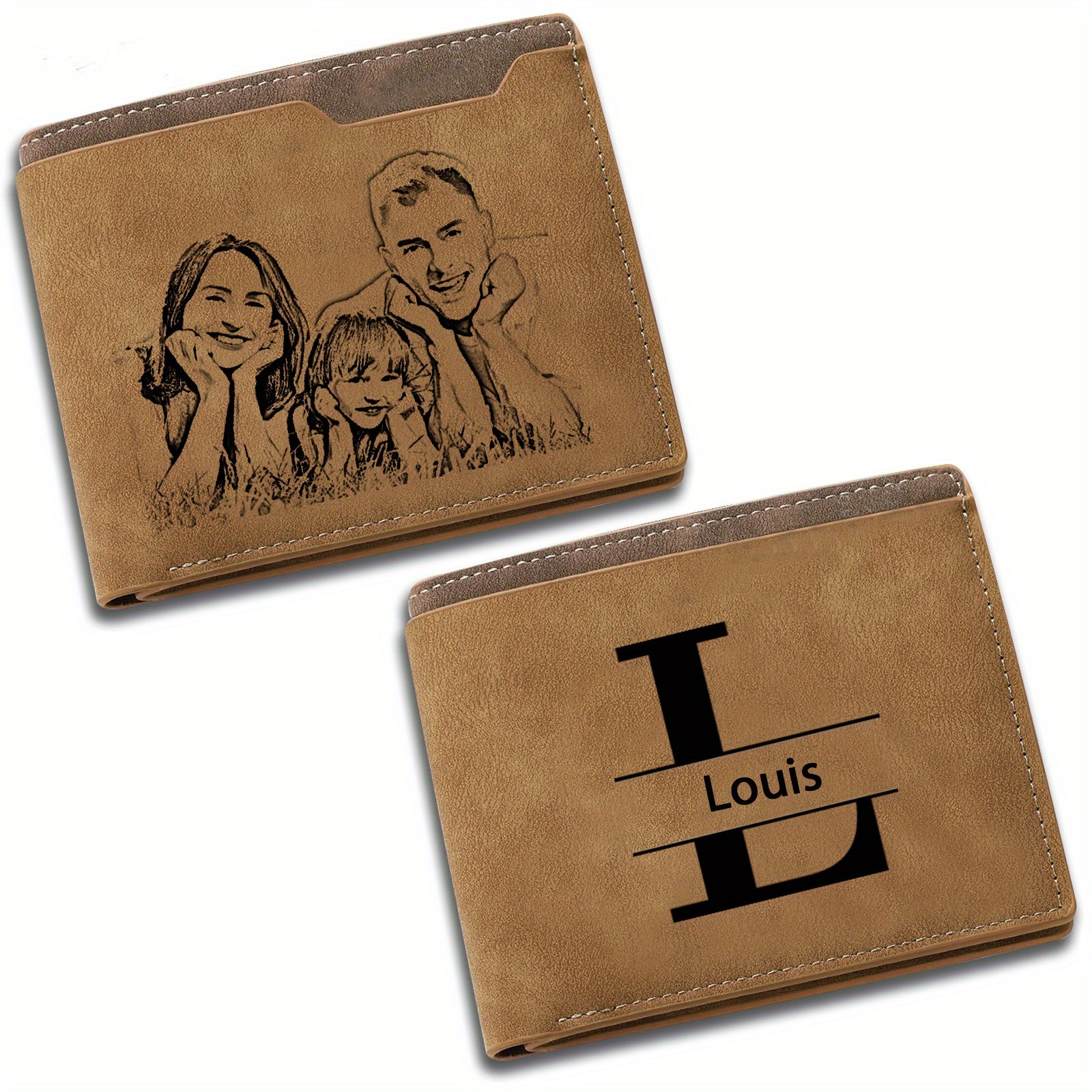محفظة رجالية من الجلد الصناعي المخصصة مع صورة مطلية شخصيًا - نمط عتيق، مثالية لعيد الحب، الذكريات، أعياد الميلاد، هدية عيد الأب، هدية شخصية | محفظة عتيقة | محفظة جلد صناعي، محفظات