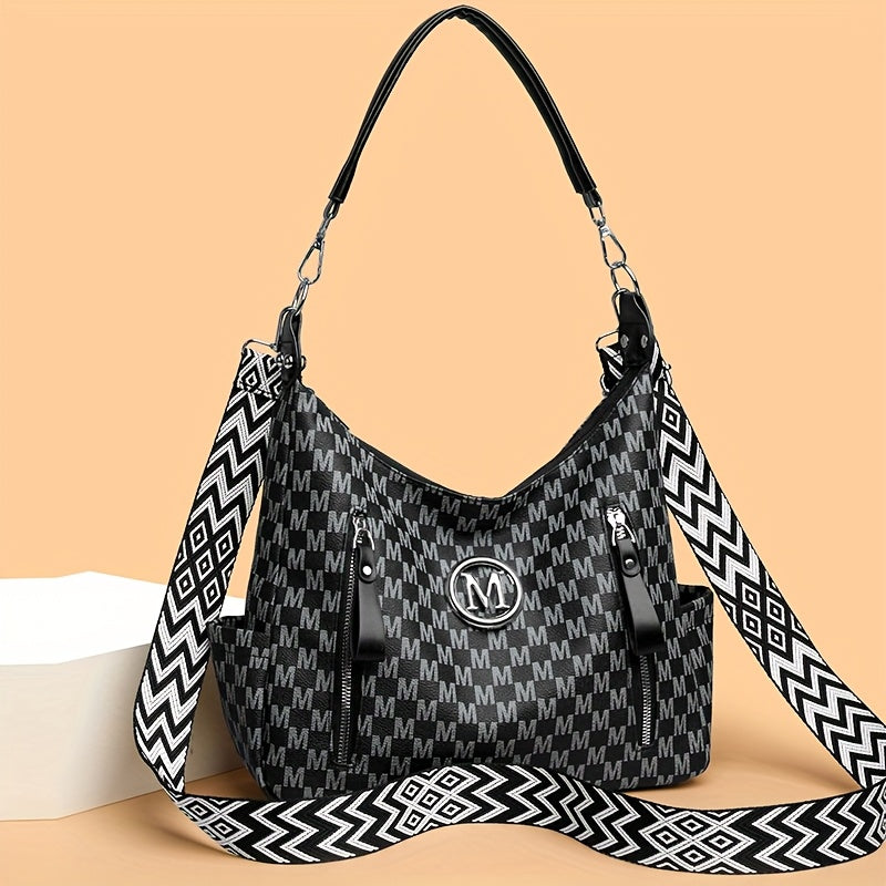 حقيبة كروس بوهيمية مثالية للسيدات من ليلي مع حزام سلسلة طويلة قابل للتعديل - نمط هندسي من الكلب الصيدلي، خفيفة الوزن من البلاستيك الصناعي، إغلاق بسحاب وطبقة من البوليستر - حقيبة يد أنيقة للاستخدام اليومي، حقيبة متعددة الاستخدامات، حرفية عالية الجودة