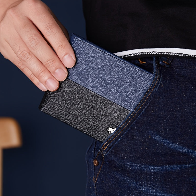 محفظة رجالية جديدة لعام 2025 بتصميم ملون من جلد البقر ثلاثية الطيات مع حامل بطاقات متعدد ومشبك نقود مضاد للسرقة - هدية عيد ميلاد للأعمال