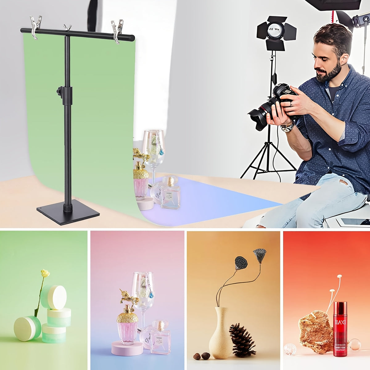 6 قطع خلفيات تصوير متعددة الوظائف بتدرج اللون، ثنائية الجانب، مقاومة للماء وقابلة لإعادة الاستخدام - 86.36x58.42 سم، مناسبة للتصوير على المكتب، الطعام، المجوهرات، مستحضرات التجميل، والتصوير المكياجي