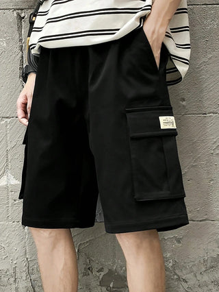 شورت رياضي كاجوال أحادي اللون بجيب