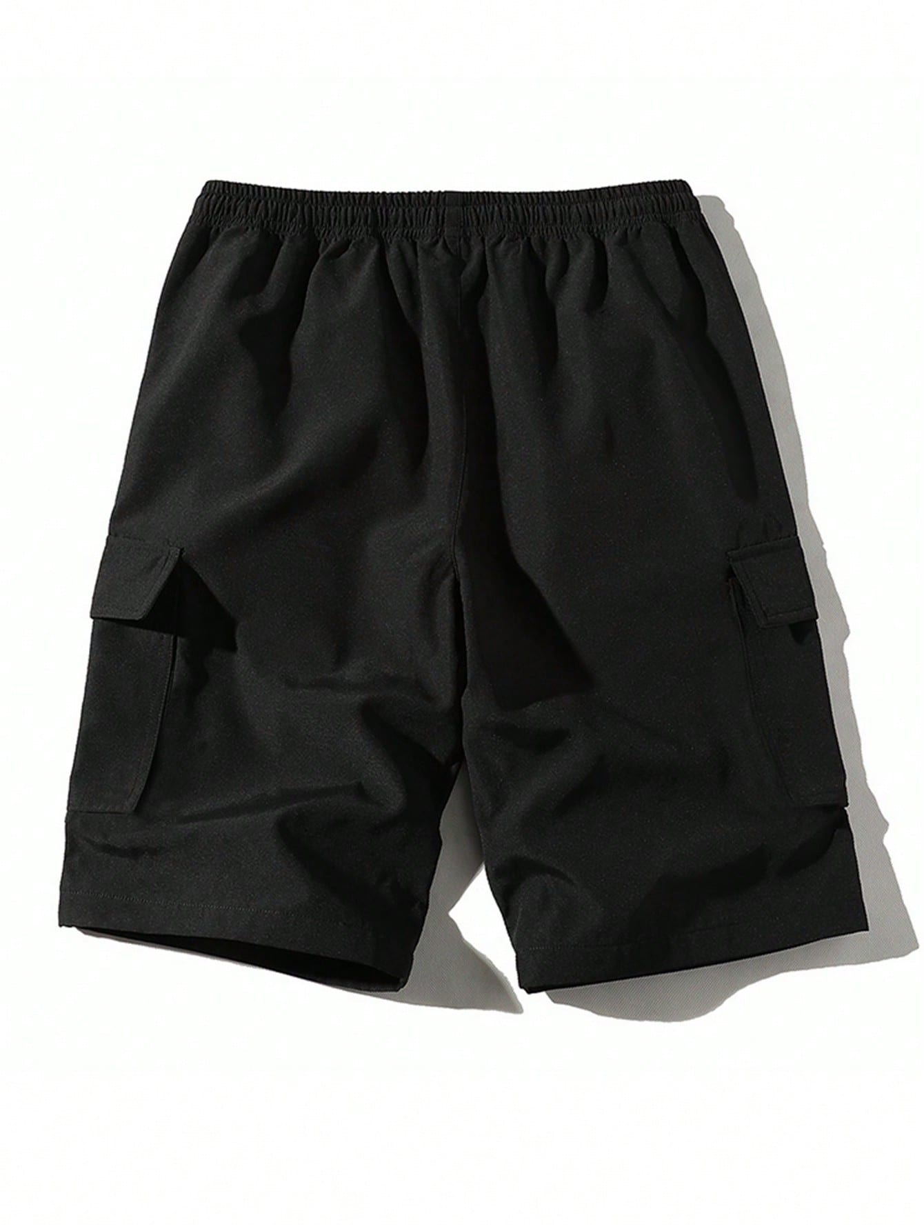 شورت رياضي كاجوال أحادي اللون بجيب