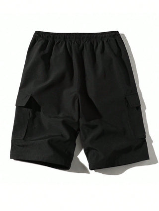 شورت رياضي كاجوال أحادي اللون بجيب