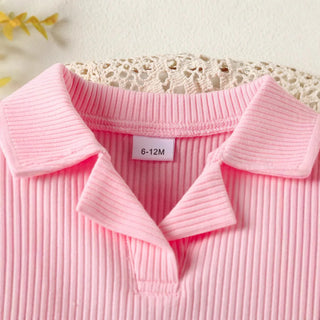 0-3 year old baby toddler pit stripe أكمام طويلةd three-dimensional flower decoration button shorts طقم خريف شتاء 2piece طقم