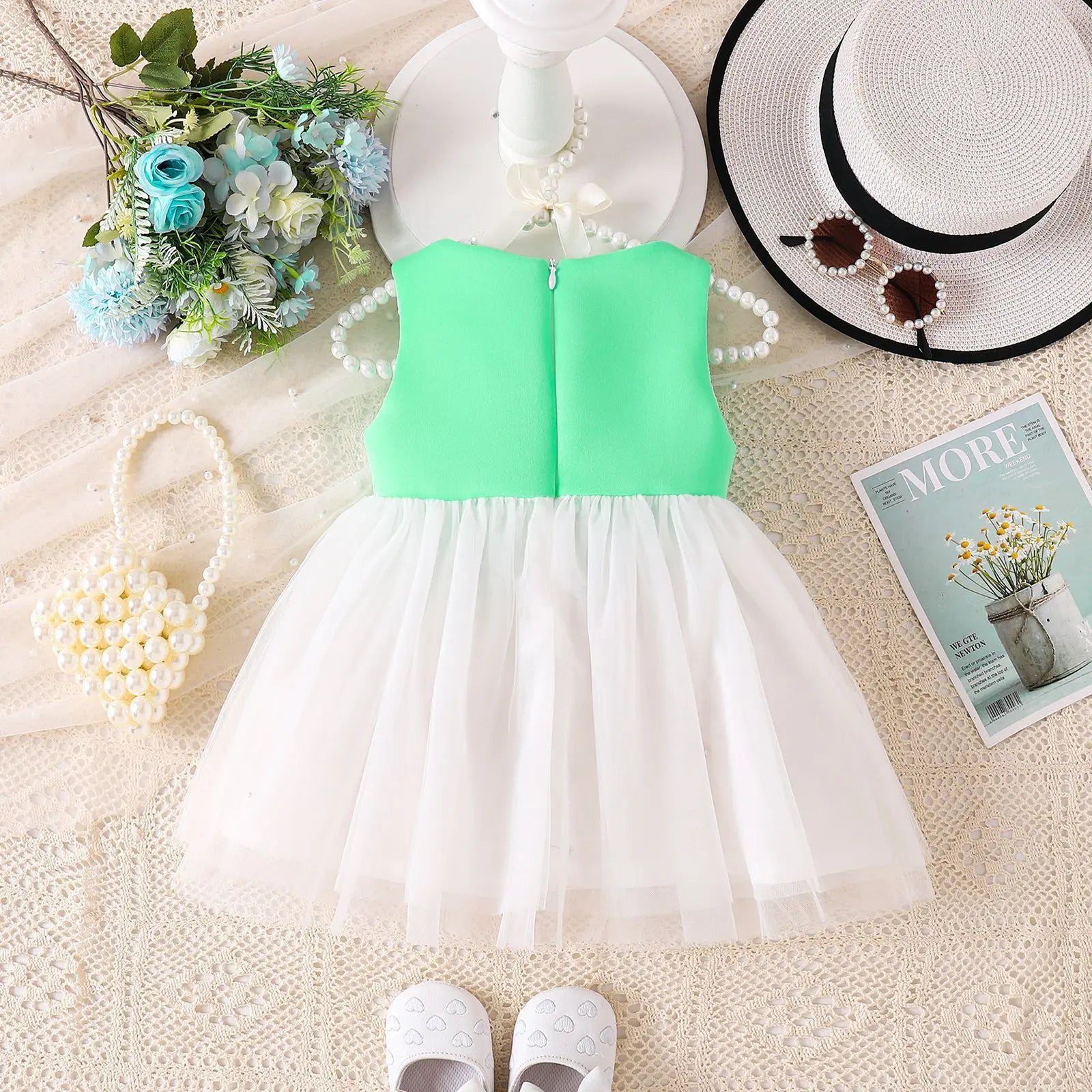 0-3y baby girks dresses pink green بدون أكمام bows spliced تل جيب بنات clothes infant solid cute صيف بنت clothes