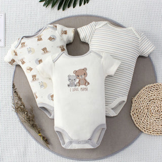 0-9 months baby ولد three-piece جمبسوت romper طقم 100% cotton onesie with snap button closure fashionable pajamas