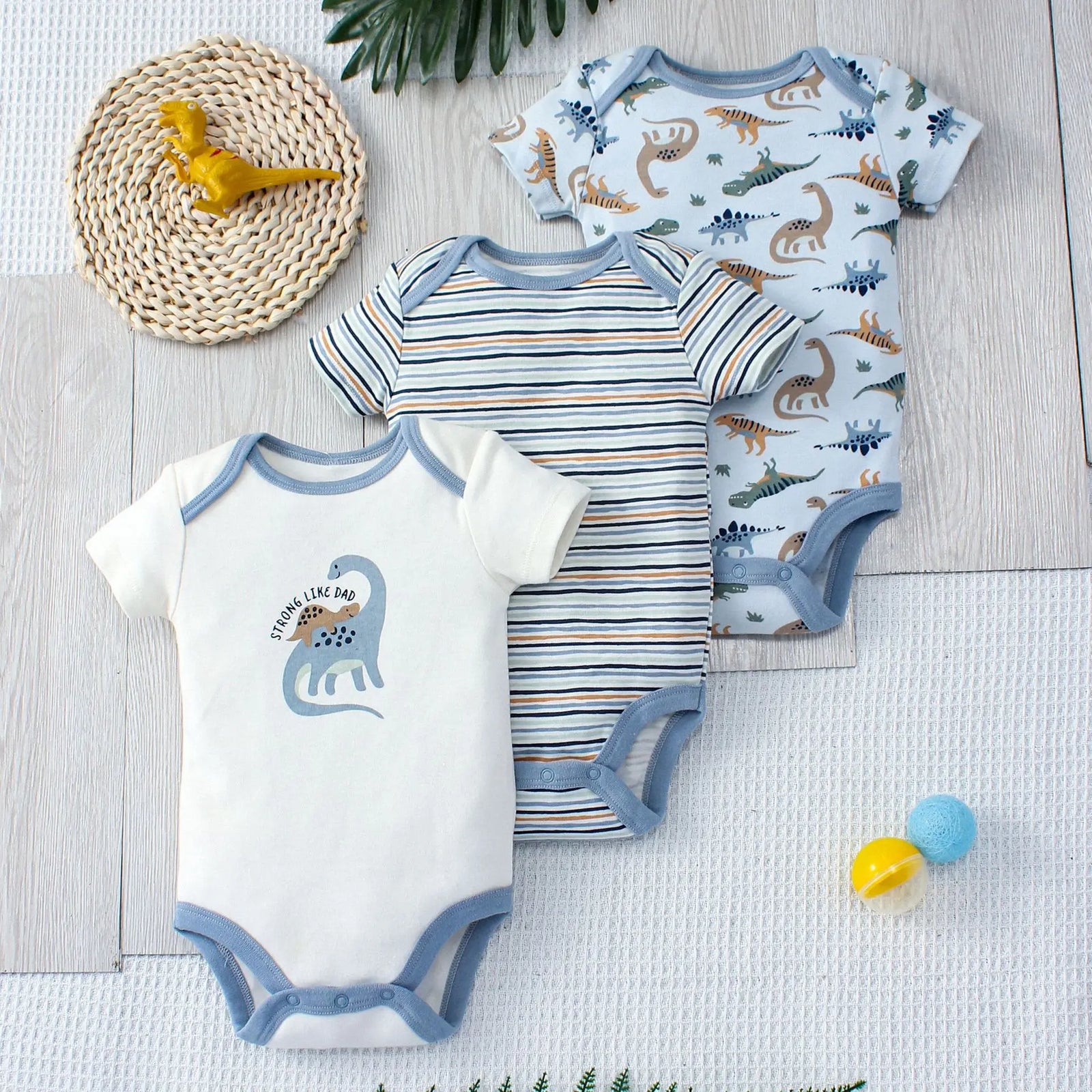 0-9 months baby ولد three-piece جمبسوت romper طقم 100% cotton onesie with snap button closure fashionable pajamas