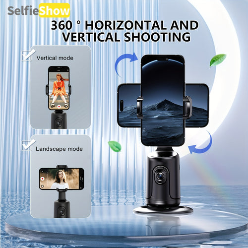 حامل ثلاثي القوائم المدمج للتعقب الآلي للوجه 360° و عصا السيلفي - قابل لإعادة الشحن عبر USB، سريع ودقيق للفيديو اليومي، البث المباشر | حامل الهاتف الذكي المحمول مع محرك قوي، دوران، وتحكم عبر التطبيقات