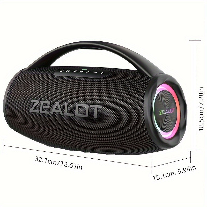 سلالوت S97 80 واط قوي لاسلكي محمول مضخم صوت محمول مع مقبض، صوت هاي فاي، أضواء RGB، IPX5، تثبيت مزدوج TWS، 36 ساعة تشغيل، عمر بطارية طويل، باس قوي، كابل شحن، للمنزل، السيارة، الهواء الطلق، التخييم، الحفلات