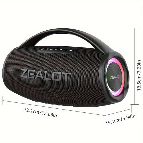 سلالوت S97 80 واط قوي لاسلكي محمول مضخم صوت محمول مع مقبض، صوت هاي فاي، أضواء RGB، IPX5، تثبيت مزدوج TWS، 36 ساعة تشغيل، عمر بطارية طويل، باس قوي، كابل شحن، للمنزل، السيارة، الهواء الطلق، التخييم، الحفلات