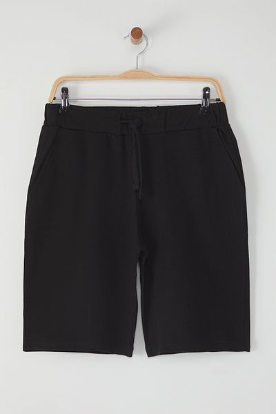 شورت برمودا أسود للرجال مع تفاصيل العلامة - مقاس عادي TEDAW25SR00008