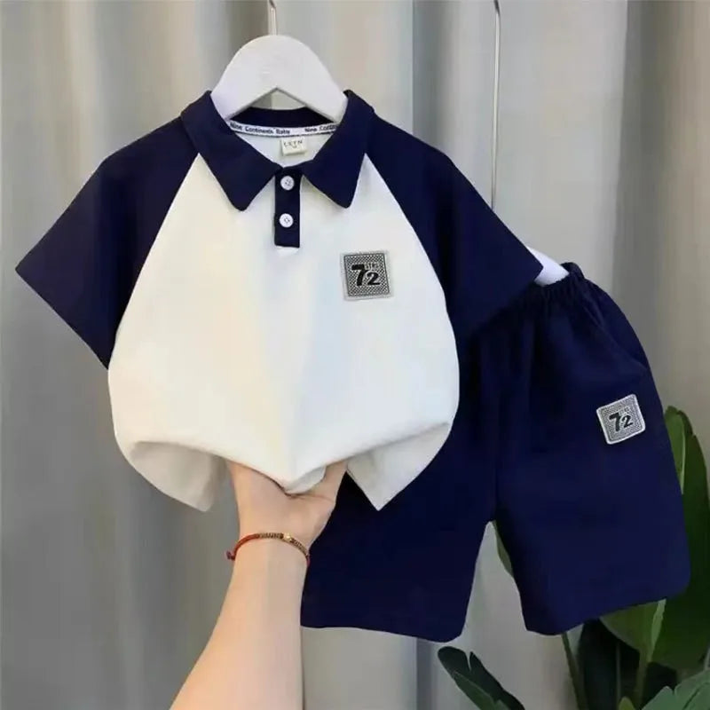 1-5 years european and american fashion polo lapel ولد بدلة أكمام قصيرة أولاد clothing