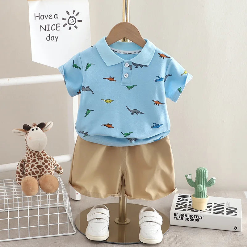 1-5 years european and american fashion polo lapel ولد بدلة أكمام قصيرة أولاد clothing