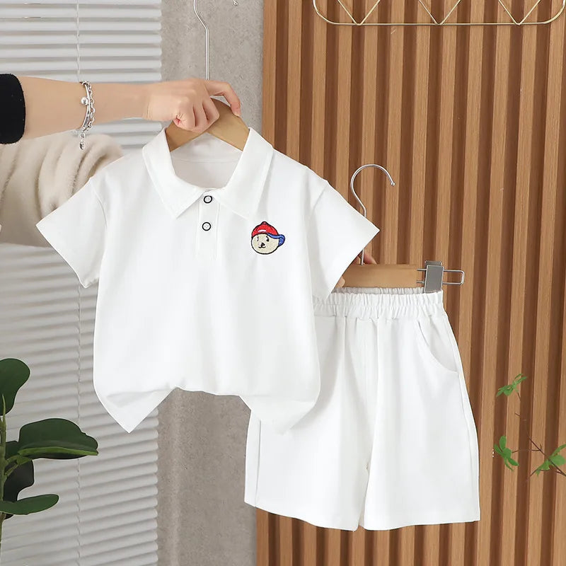 1-5 years european and american fashion polo lapel ولد بدلة أكمام قصيرة أولاد clothing
