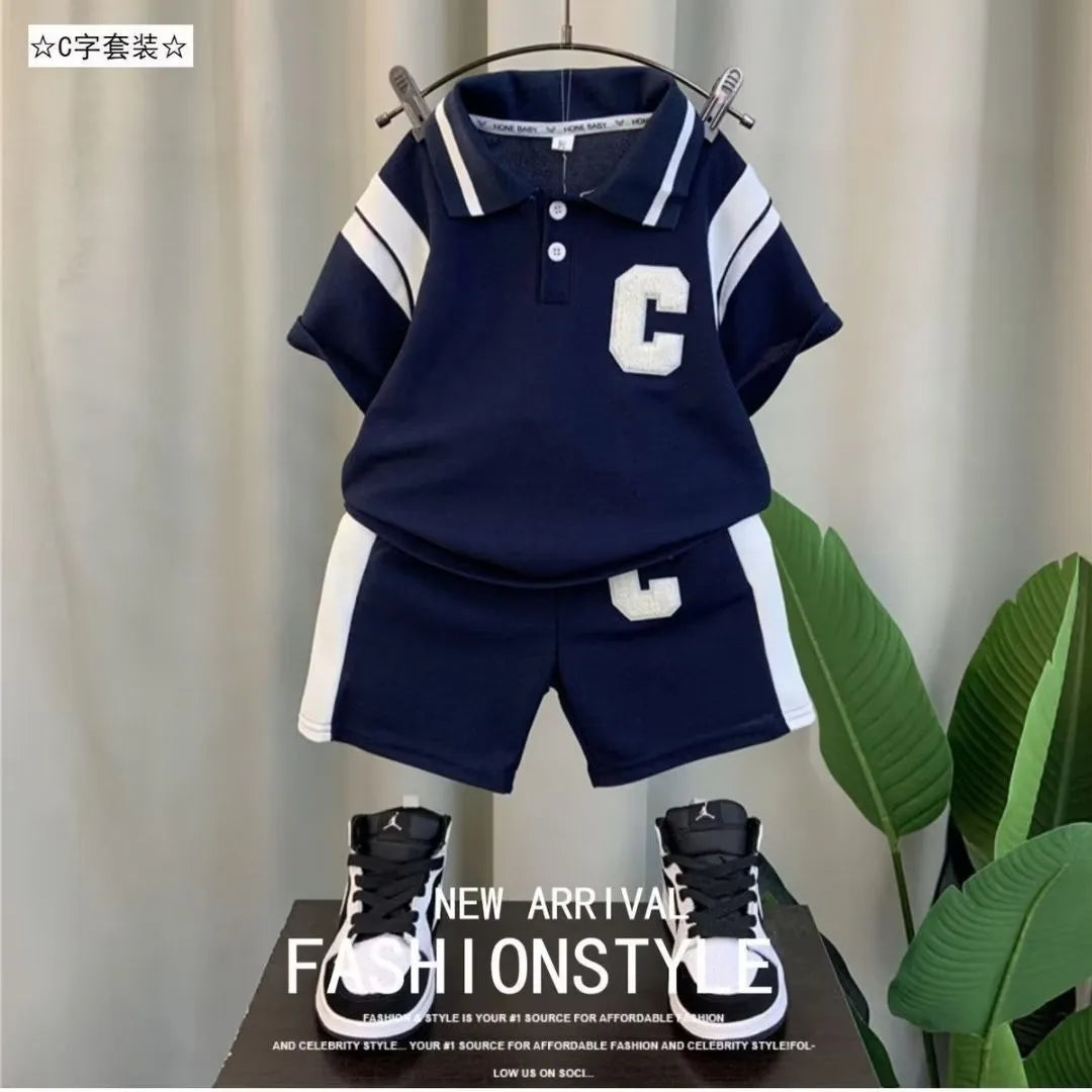 1-5 years european and american fashion polo lapel ولد بدلة أكمام قصيرة أولاد clothing