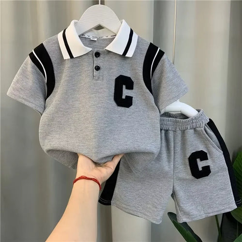 1-5 years european and american fashion polo lapel ولد بدلة أكمام قصيرة أولاد clothing
