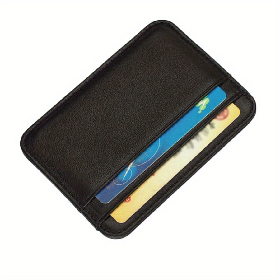 حامل بطاقات الجلد الطبيعي الرقيق للرجال مع تقنية RFID لمنع الفتح - حافظة بطاقات العمل السوداء، محفظة بطاقات الائتمان المدمجة للرجال، مثالية كهدية في عيد الميلاد أو الشكر أو عيد الأب، حامل بطاقات الهدايا | تصميم محفظة أنيق | حامل بطاقات متين