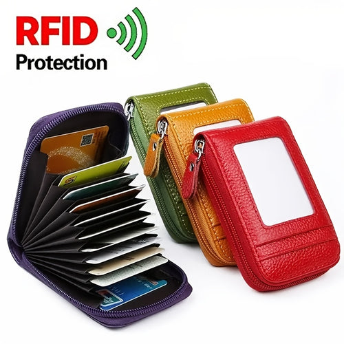 حامل بطاقة الائتمان بسحاب ، وقابض حاجب RFID مع 12 فتحة بطاقة ، وحافظة بطاقات صغيرة للنساء