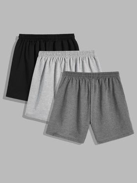 Manfinity Homme 3 قطع شورتات رياضية للرجال بخصر رباط، طقم 3 قطع شورتات للرجال، عبوة شورتات، طقم شورتات للرجال، شورتات استرخاء للرجال