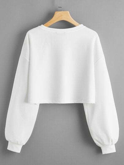 EZwear تي شيرت قصير محبوك مضلع ومنخفض الاكتاف