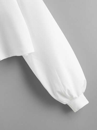 EZwear تي شيرت قصير محبوك مضلع ومنخفض الاكتاف