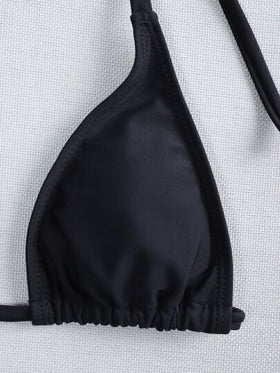 Swim Basics طقم بيكيني مثلث مايكرو مش مثقوب يتكوّن من 3 قطع بتصميم هالتر لفصل الصيف على الشاطئ