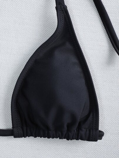 Swim Basics طقم بيكيني مثلث مايكرو مش مثقوب يتكوّن من 3 قطع بتصميم هالتر لفصل الصيف على الشاطئ