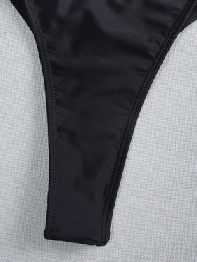 Swim Basics طقم بيكيني مثلث مايكرو مش مثقوب يتكوّن من 3 قطع بتصميم هالتر لفصل الصيف على الشاطئ