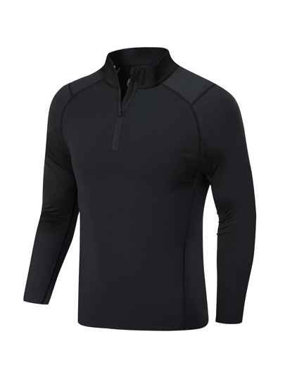 Manfinity Sport Corelite جاكيت رياضية كاجوال بأكمام راجلان نصف سحاب للرجال، تصميم بسيط وخفيف الوزن من خامة مرنة رباعية الاتجاه تمتص العرق، تصميم مخيط بشكل مثالي لتعزيز الجسم، قميص ضاغط مناسب للتمارين الرياضية والتدريب