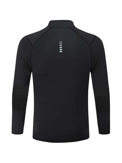 Manfinity Sport Corelite جاكيت رياضية كاجوال بأكمام راجلان نصف سحاب للرجال، تصميم بسيط وخفيف الوزن من خامة مرنة رباعية الاتجاه تمتص العرق، تصميم مخيط بشكل مثالي لتعزيز الجسم، قميص ضاغط مناسب للتمارين الرياضية والتدريب