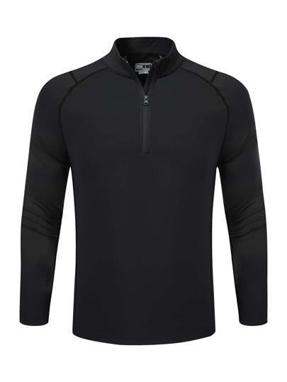 Manfinity Sport Corelite جاكيت رياضية كاجوال بأكمام راجلان نصف سحاب للرجال، تصميم بسيط وخفيف الوزن من خامة مرنة رباعية الاتجاه تمتص العرق، تصميم مخيط بشكل مثالي لتعزيز الجسم، قميص ضاغط مناسب للتمارين الرياضية والتدريب
