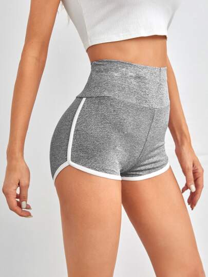 SHEIN EZwear شورت شريط خصر واسع شريط متباين منسوج مارليد
