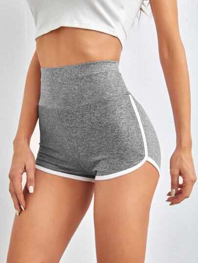SHEIN EZwear شورت شريط خصر واسع شريط متباين منسوج مارليد