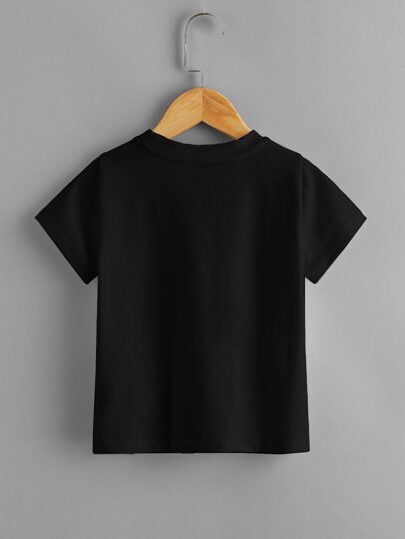 SHEIN تي شيرت أكمام قصيرة صلبة للأولاد الصغار