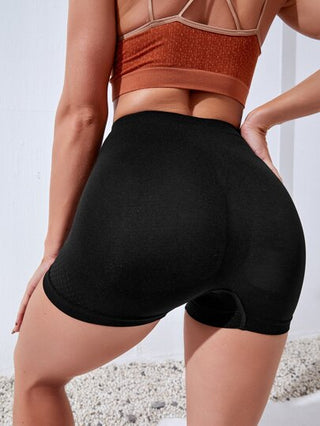 Sport Studio شورتات رياضية سادة عالية الخصر مطاطية للنساء ، شورتات تمرين، شورتات جيم ، شورتات دراجات